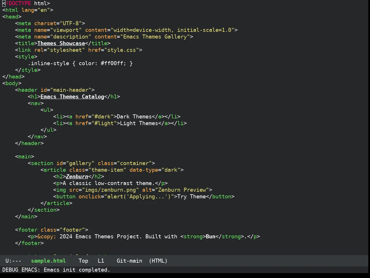 Darkokai Theme in html-mode
