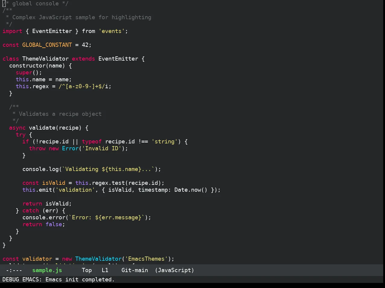 Darkokai Theme in javascript-mode