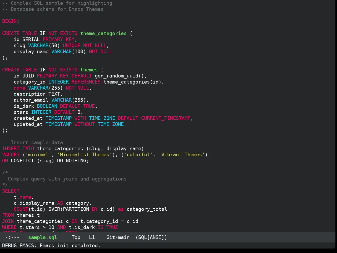 Darkokai Theme in sql-mode