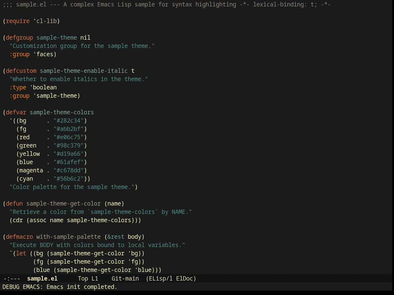 Darktooth Dark Theme in emacs-lisp-mode