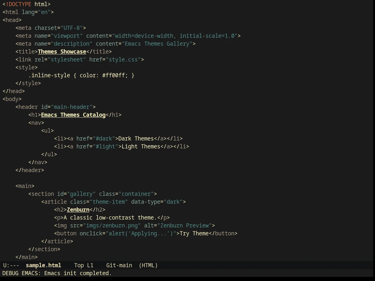 Darktooth Dark Theme in html-mode