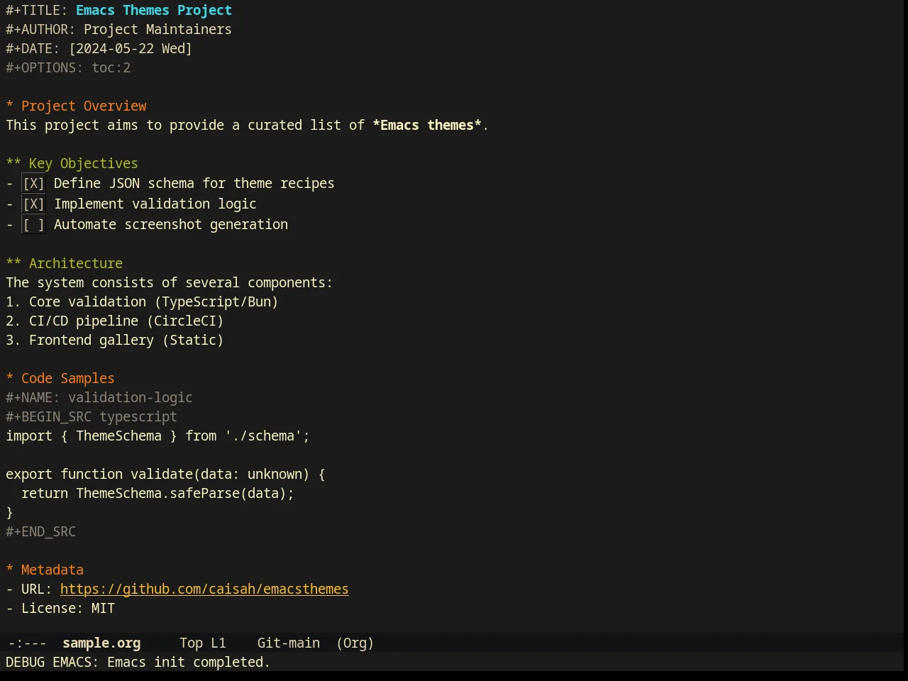 Darktooth Dark Theme in org-mode