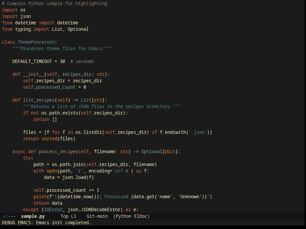 Darktooth Dark Theme in python-mode