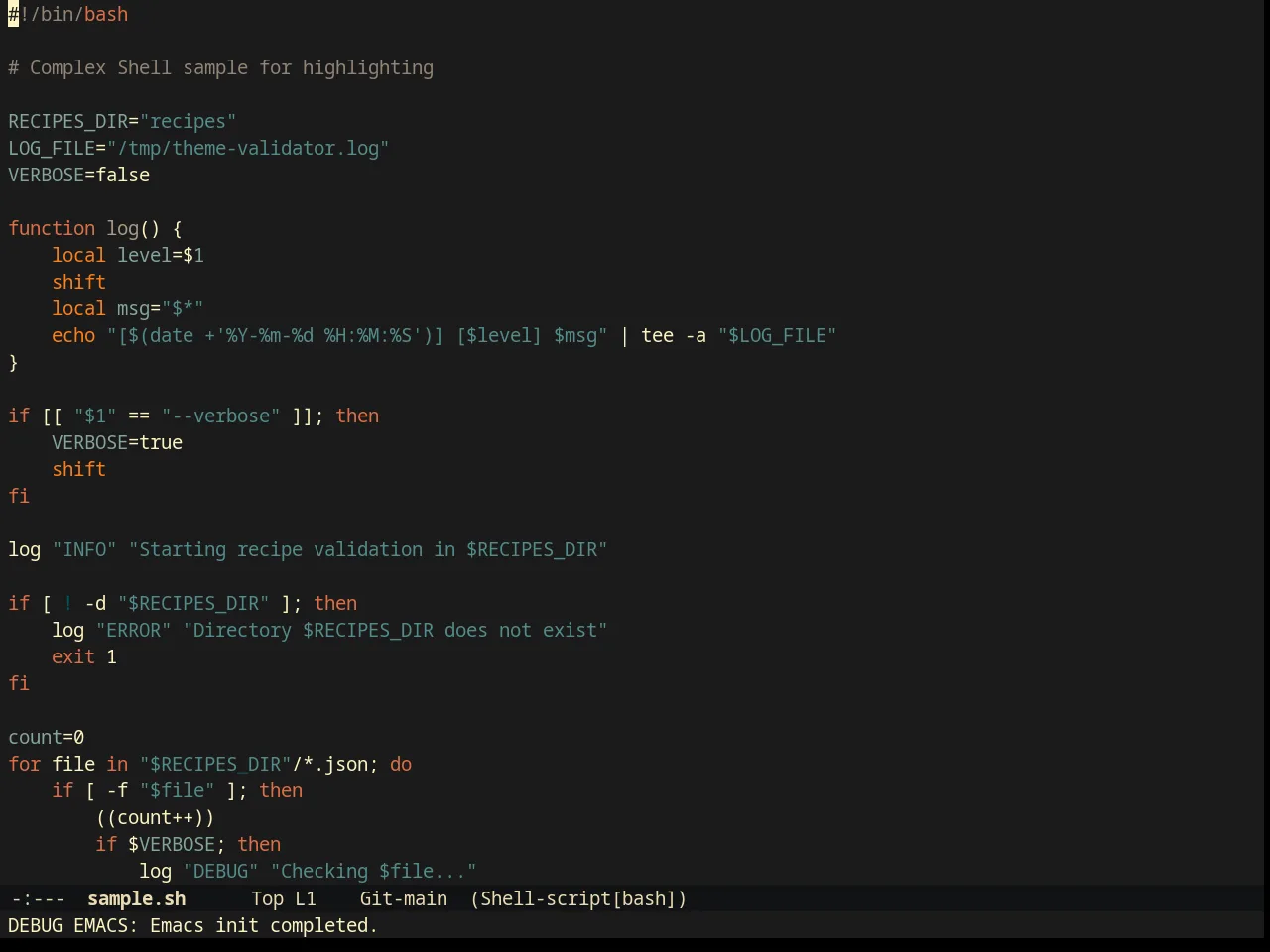 Darktooth Dark Theme in sh-mode