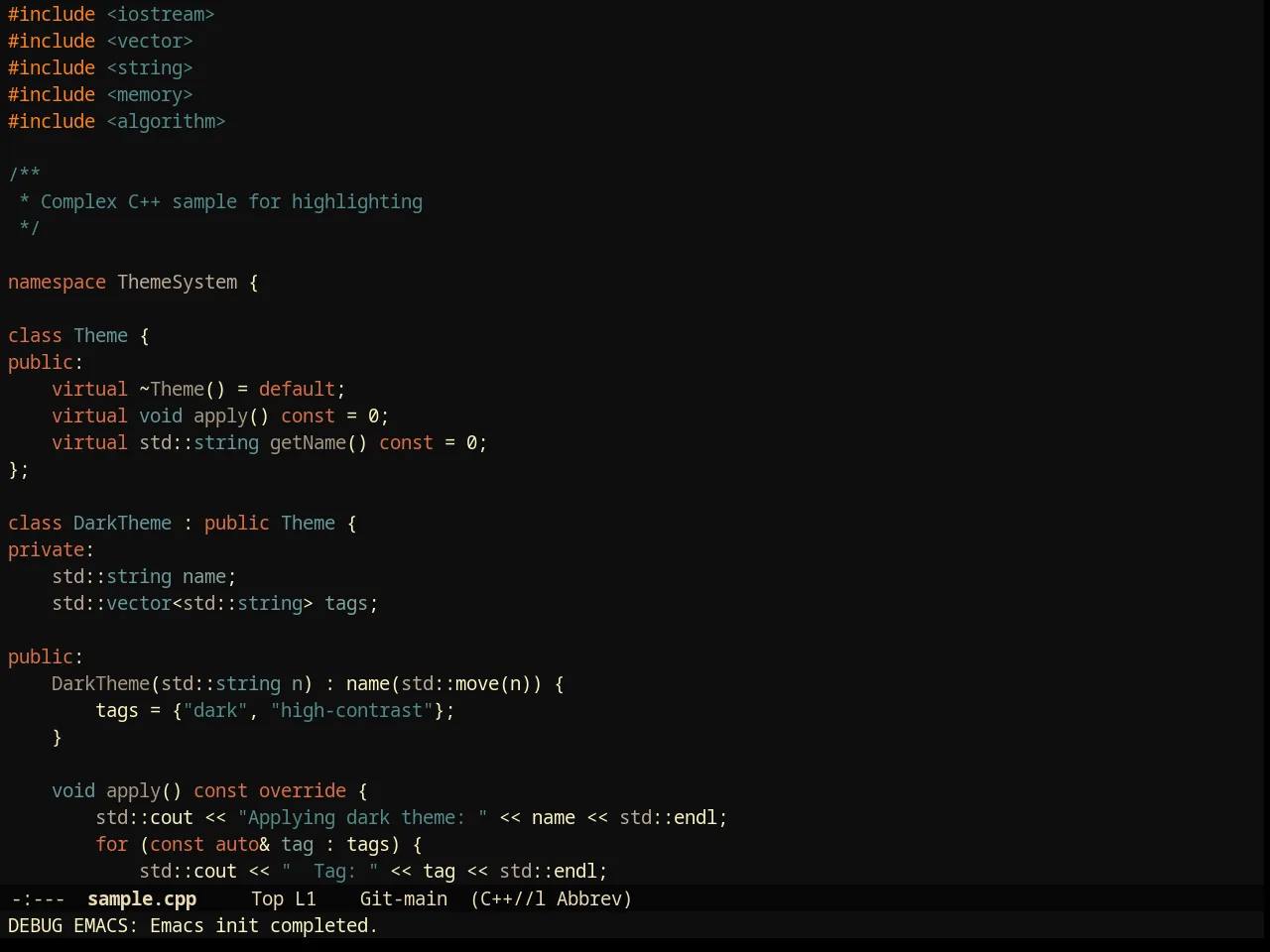 Darktooth Darker Theme in c++-mode