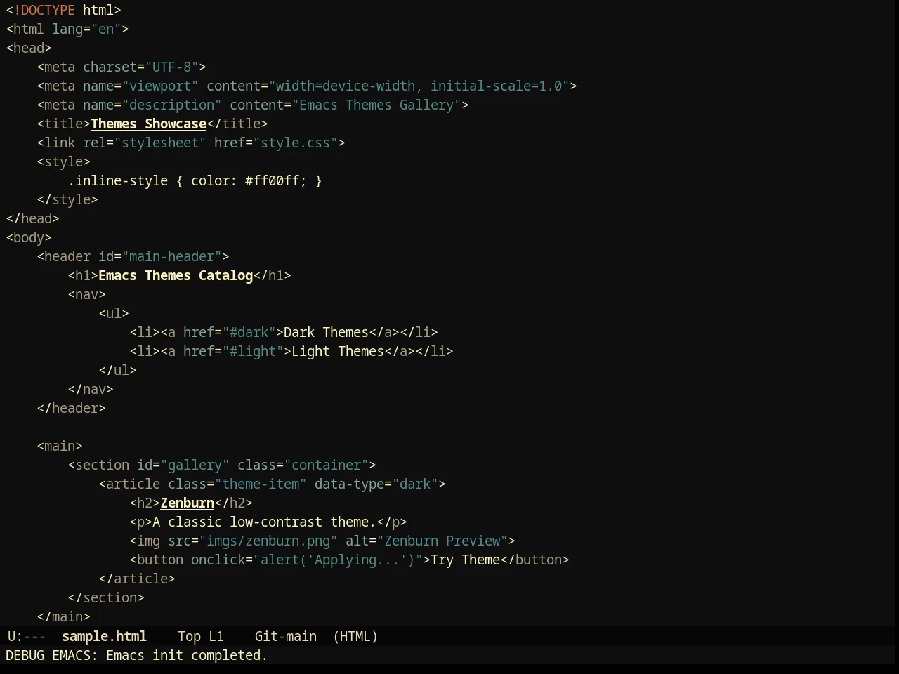 Darktooth Darker Theme in html-mode