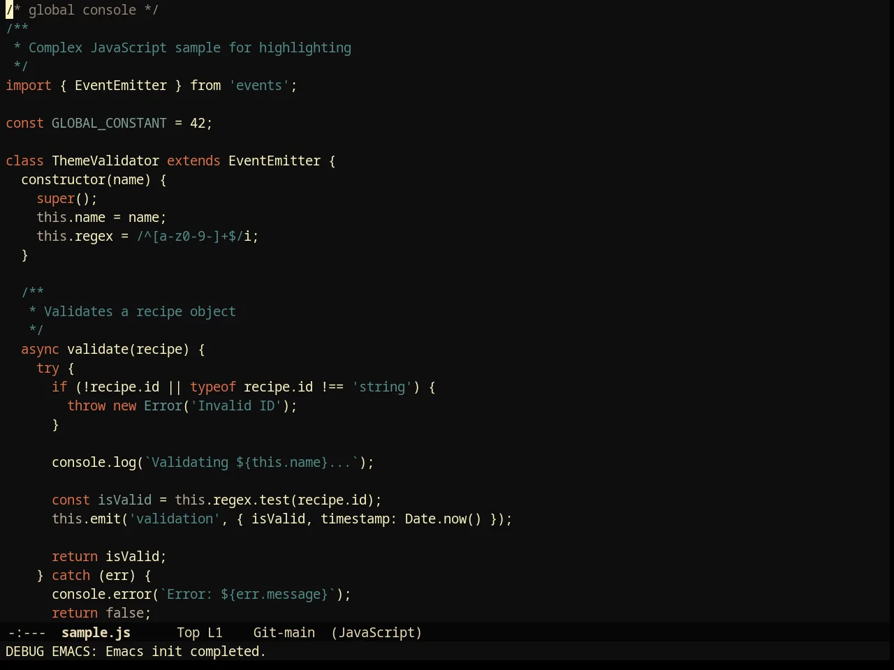 Darktooth Darker Theme in javascript-mode