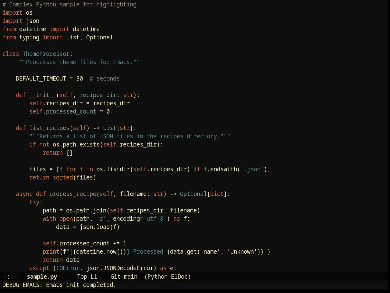Darktooth Darker Theme in python-mode