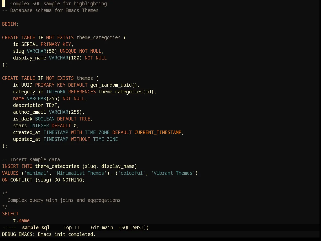 Darktooth Darker Theme in sql-mode