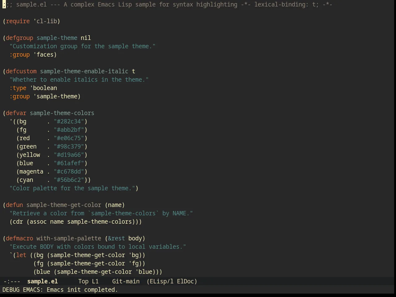 Darktooth Theme in emacs-lisp-mode