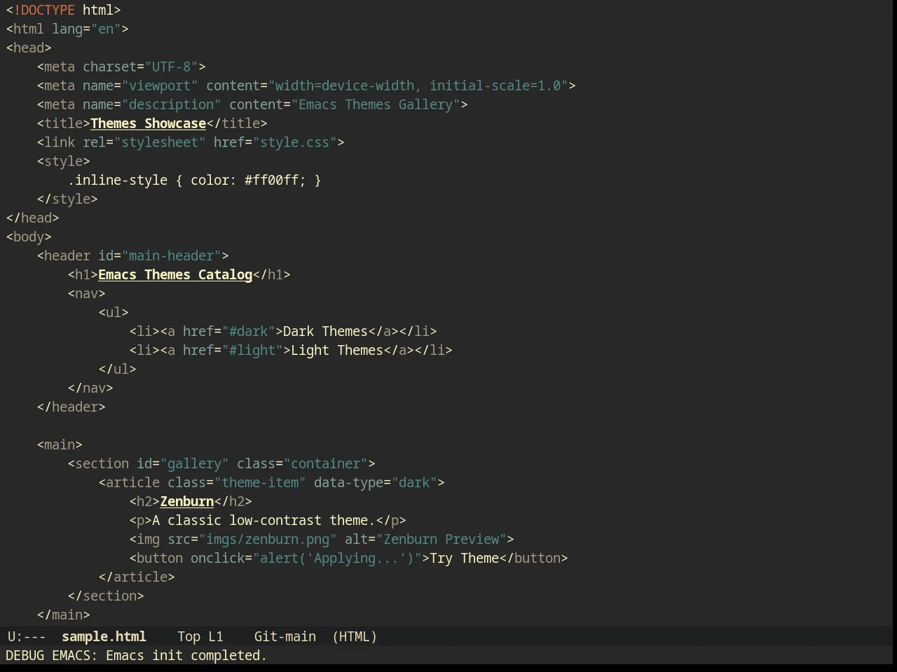 Darktooth Theme in html-mode