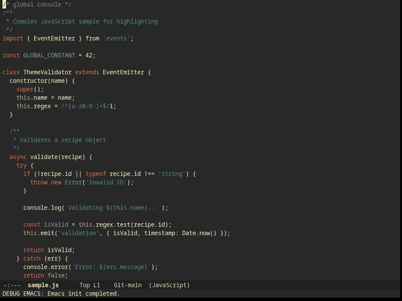 Darktooth Theme in javascript-mode