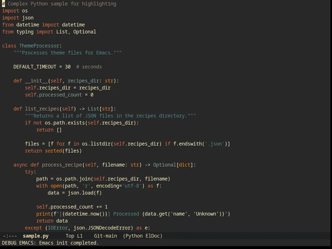 Darktooth Theme in python-mode