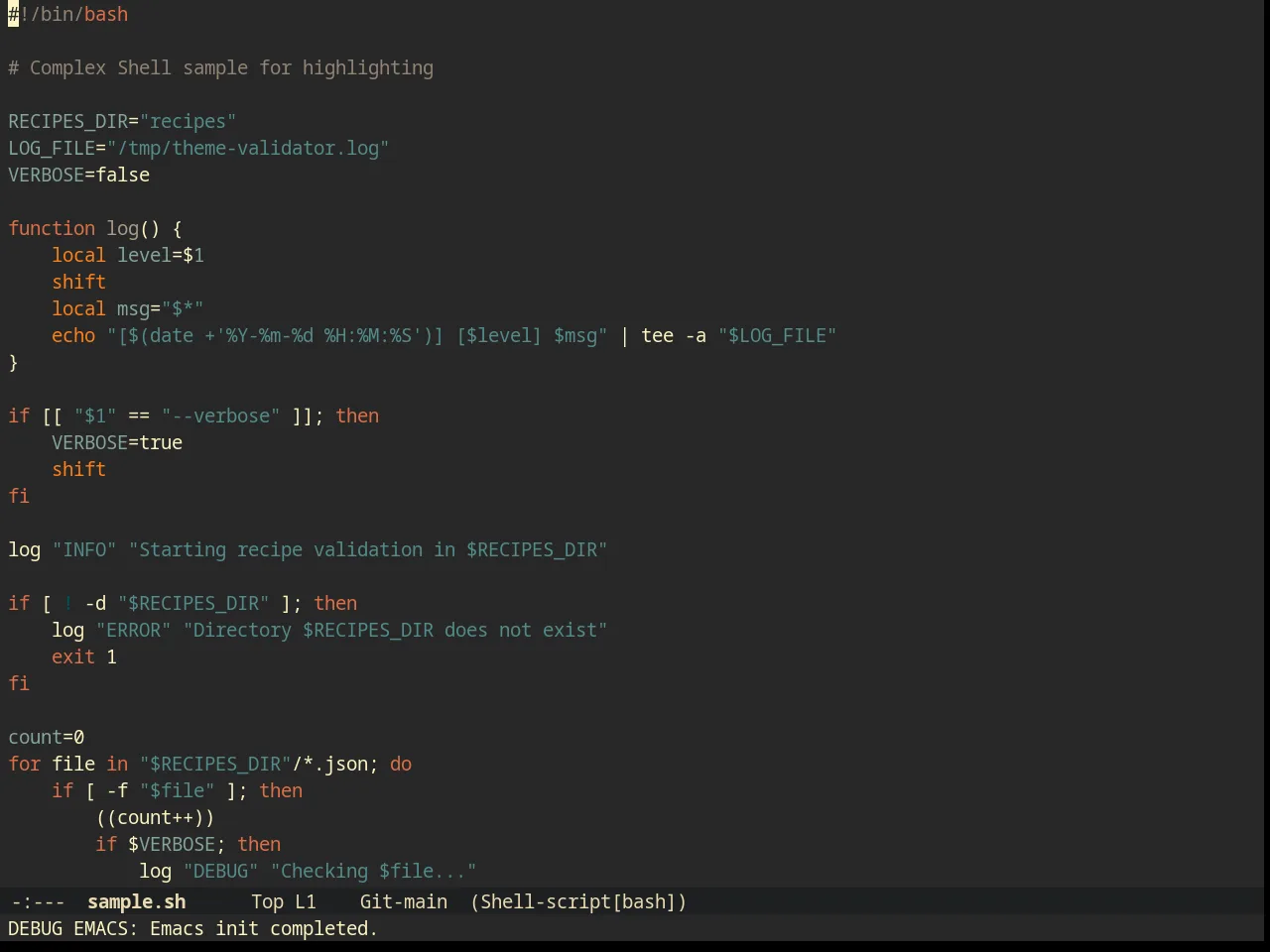 Darktooth Theme in sh-mode