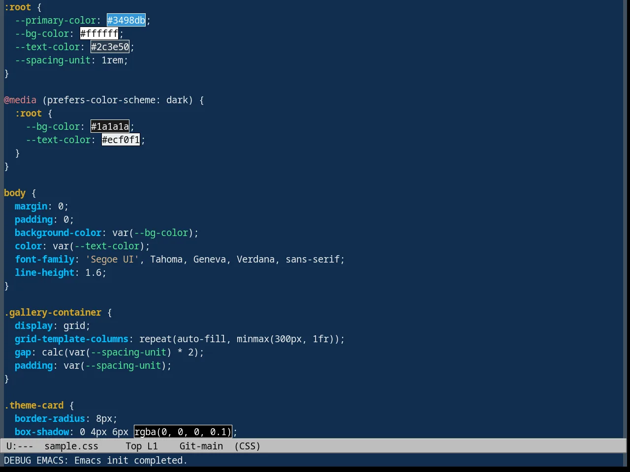 Deep Blue Theme in css-mode