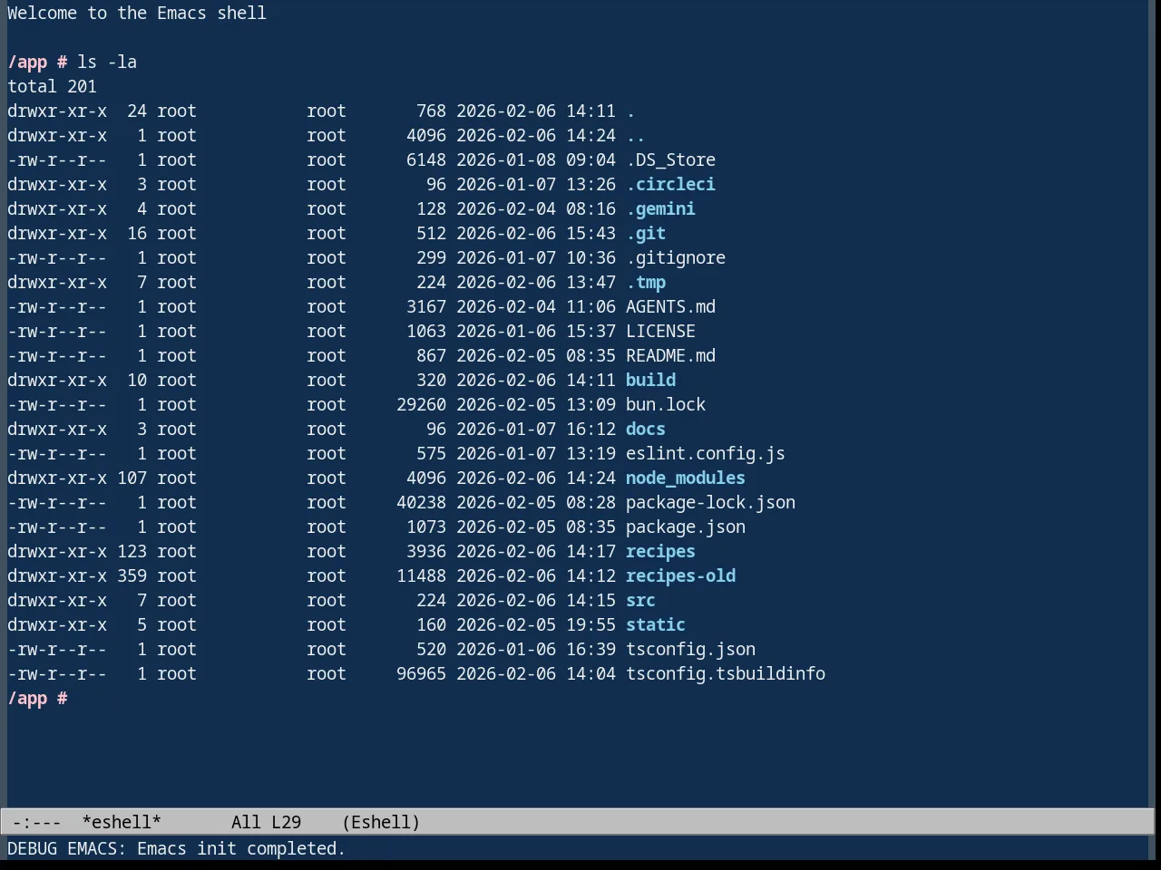 Deep Blue Theme in eshell