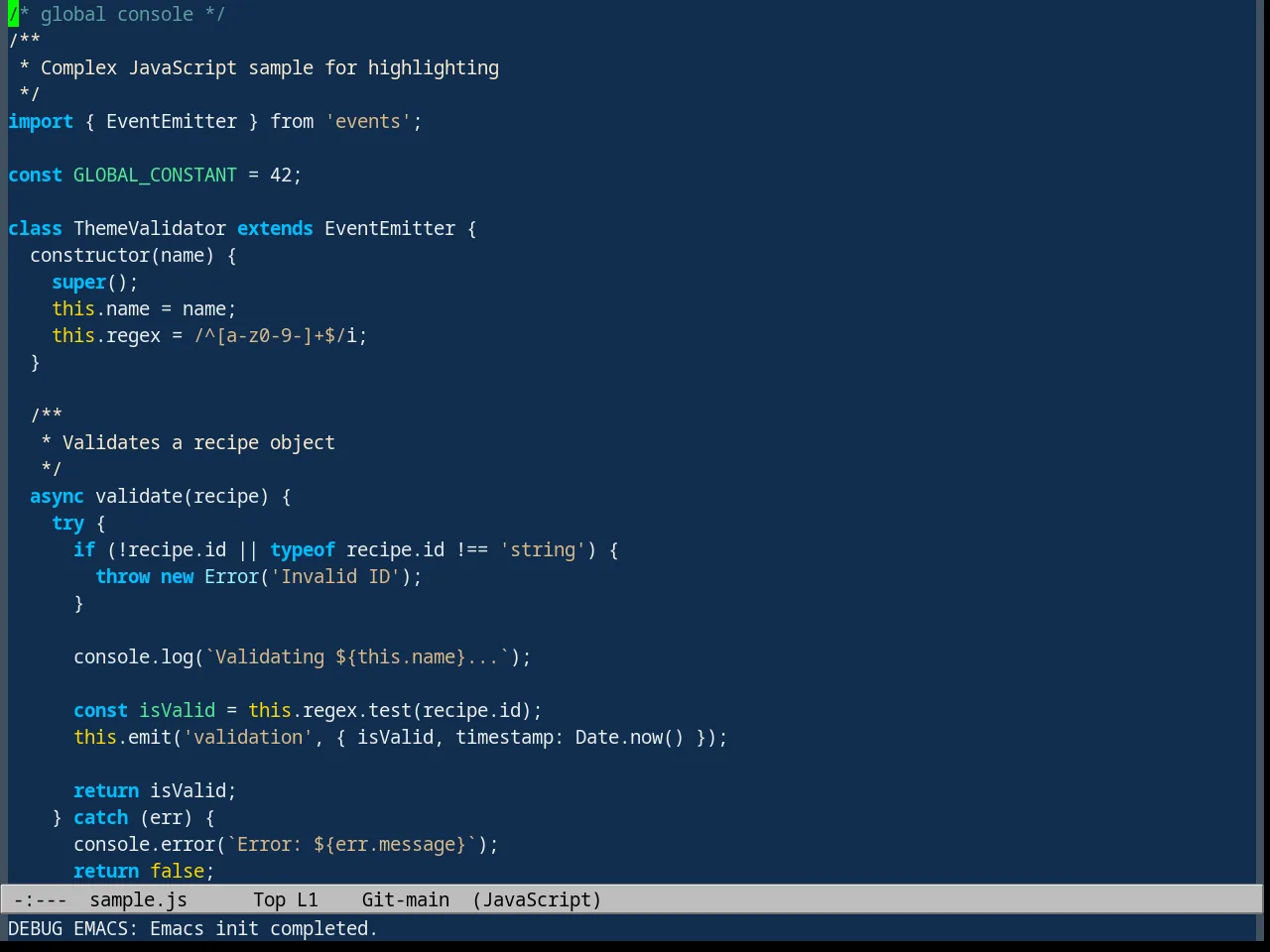 Deep Blue Theme in javascript-mode