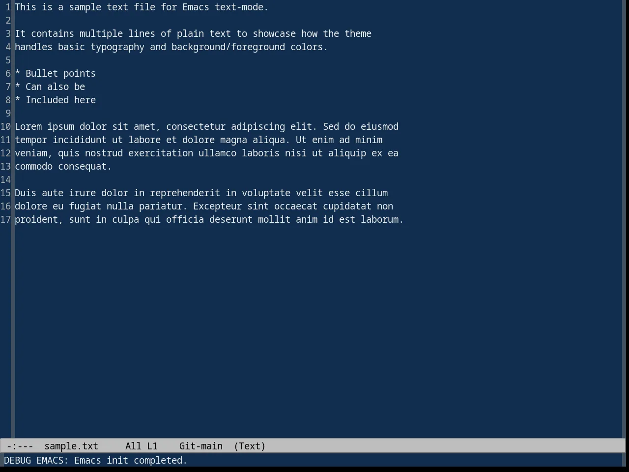 Deep Blue Theme in text-mode