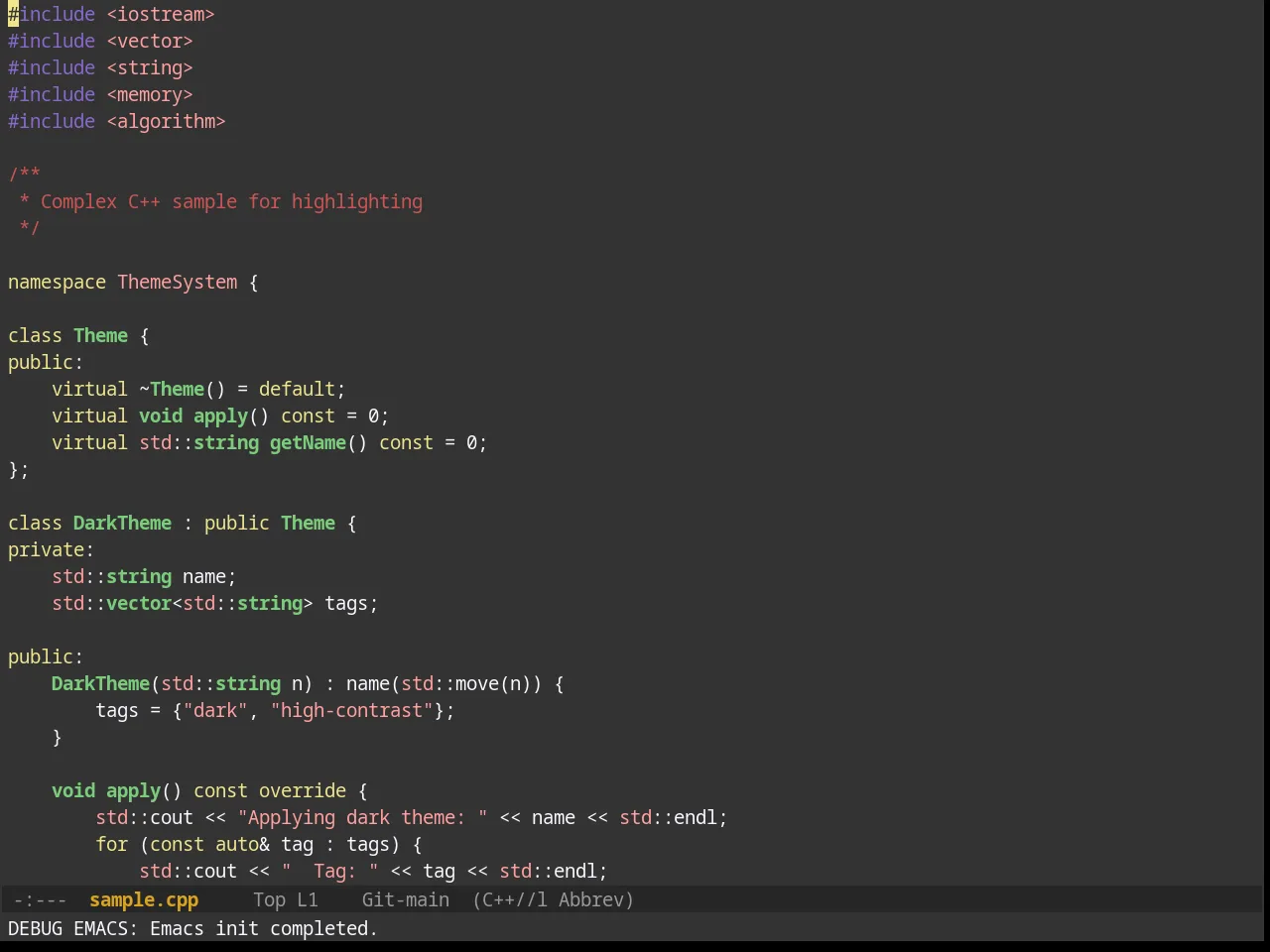 Desert Theme in c++-mode