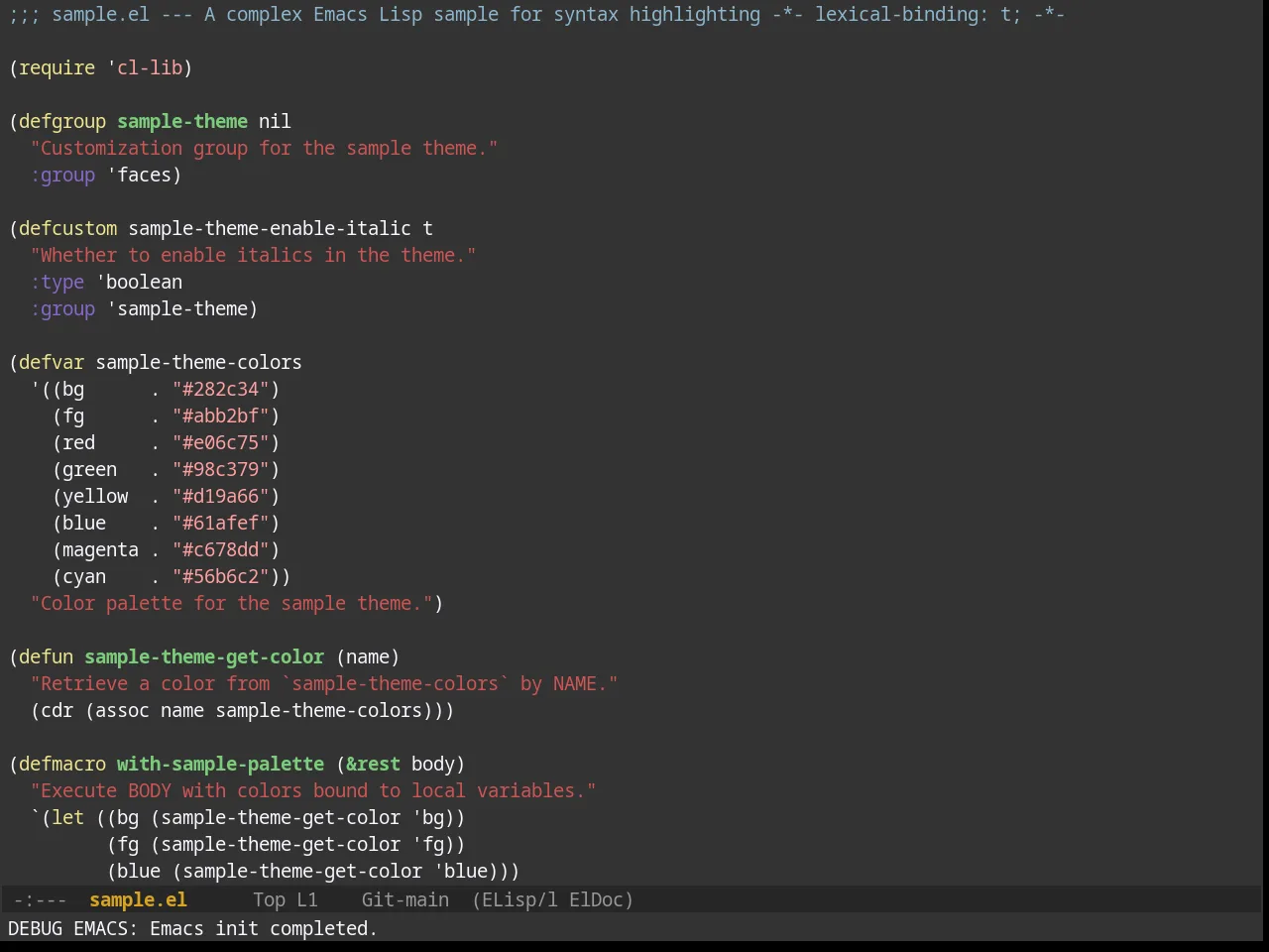 Desert Theme in emacs-lisp-mode