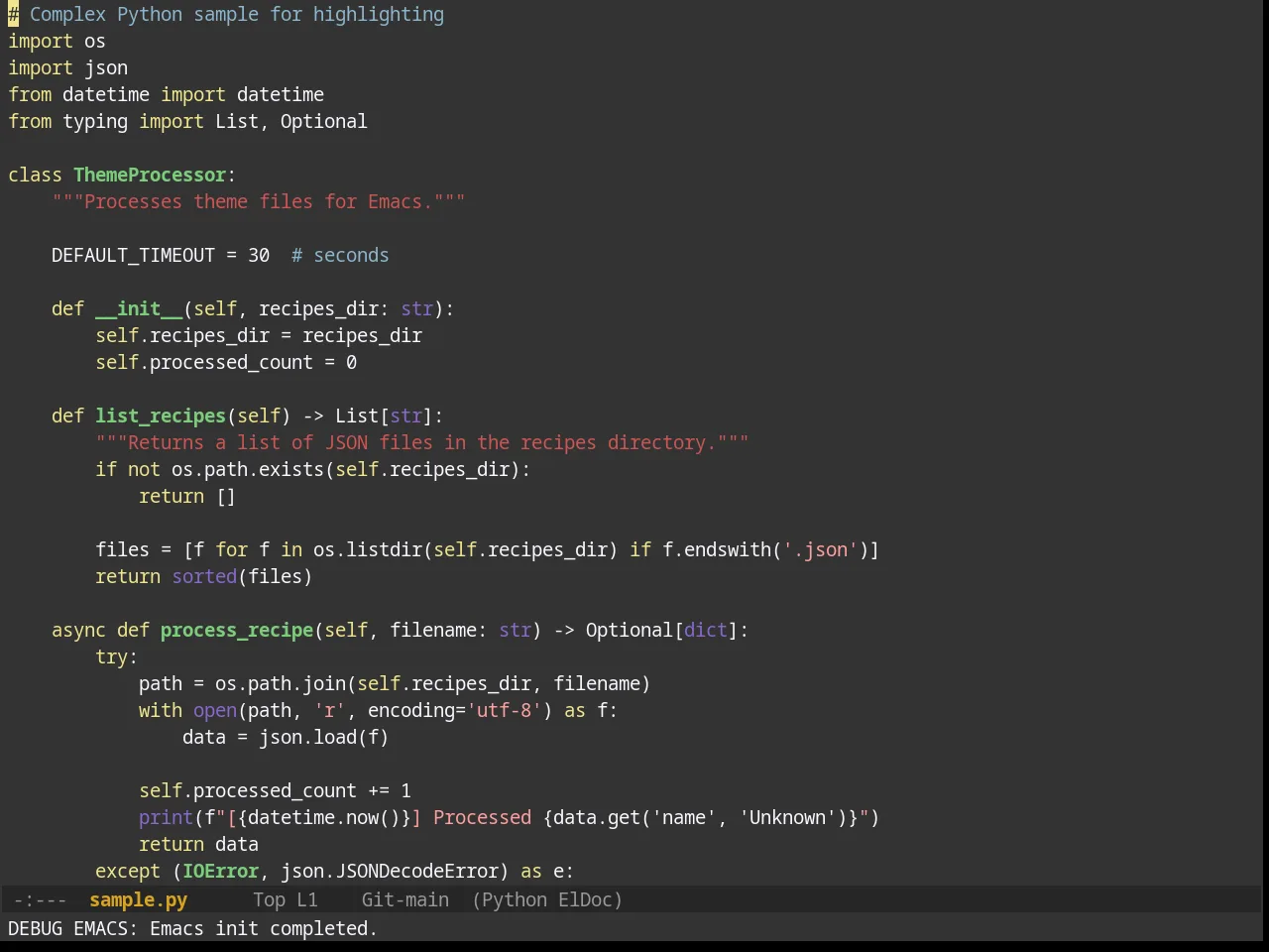 Desert Theme in python-mode