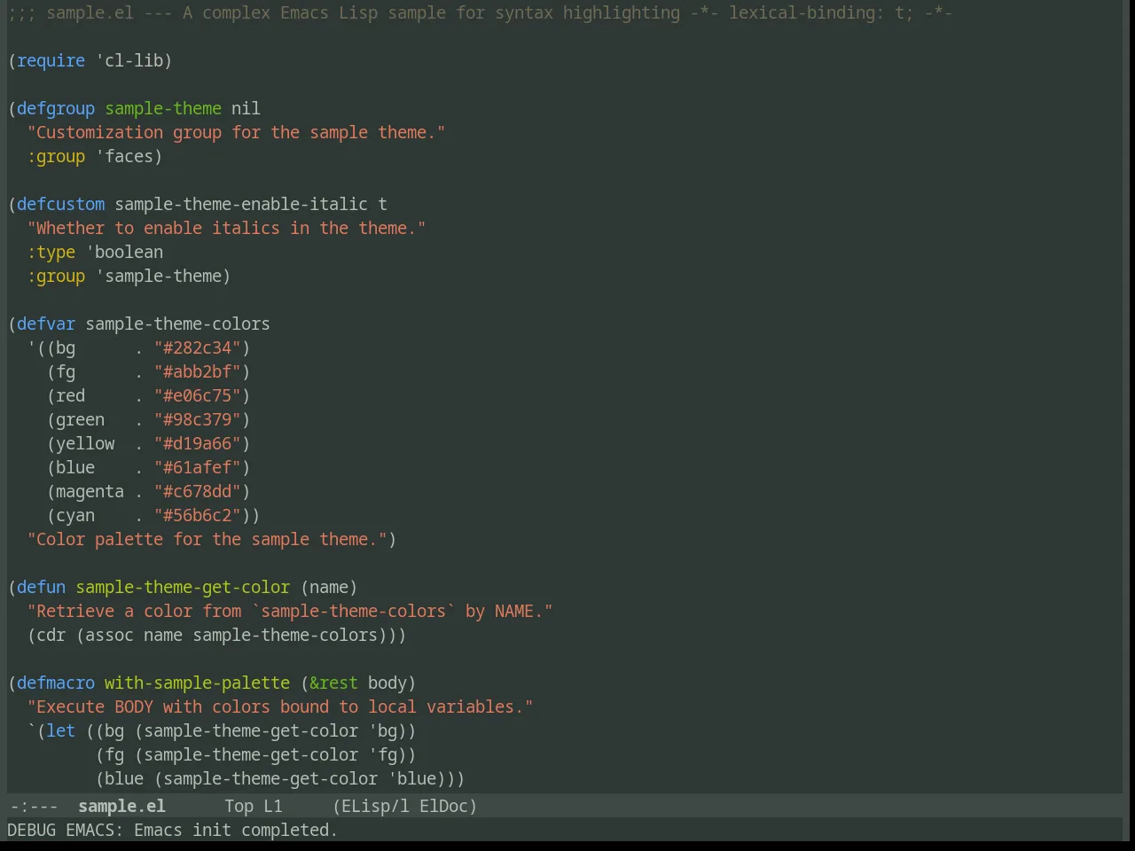 Deviant Theme in emacs-lisp-mode