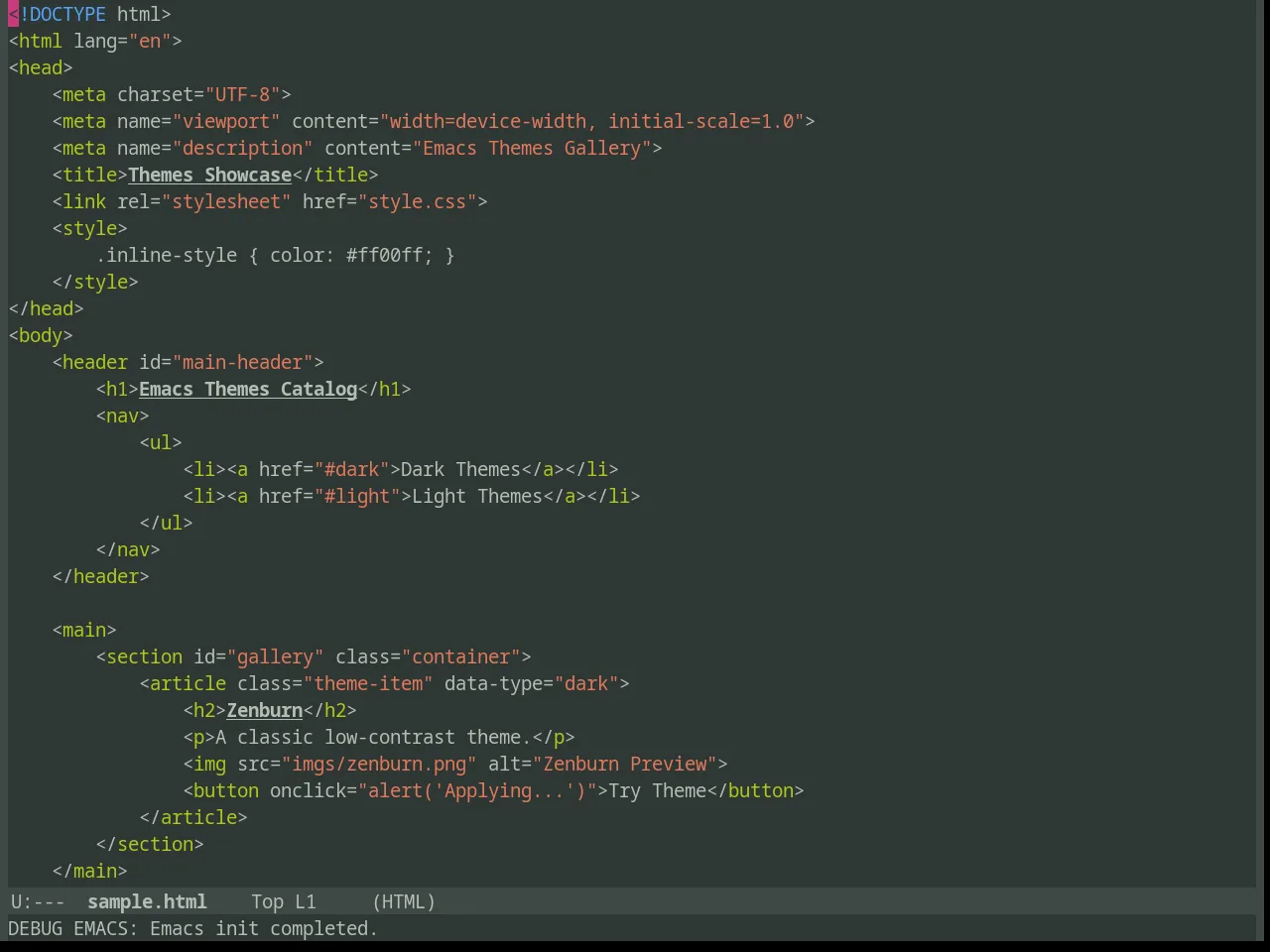 Deviant Theme in html-mode