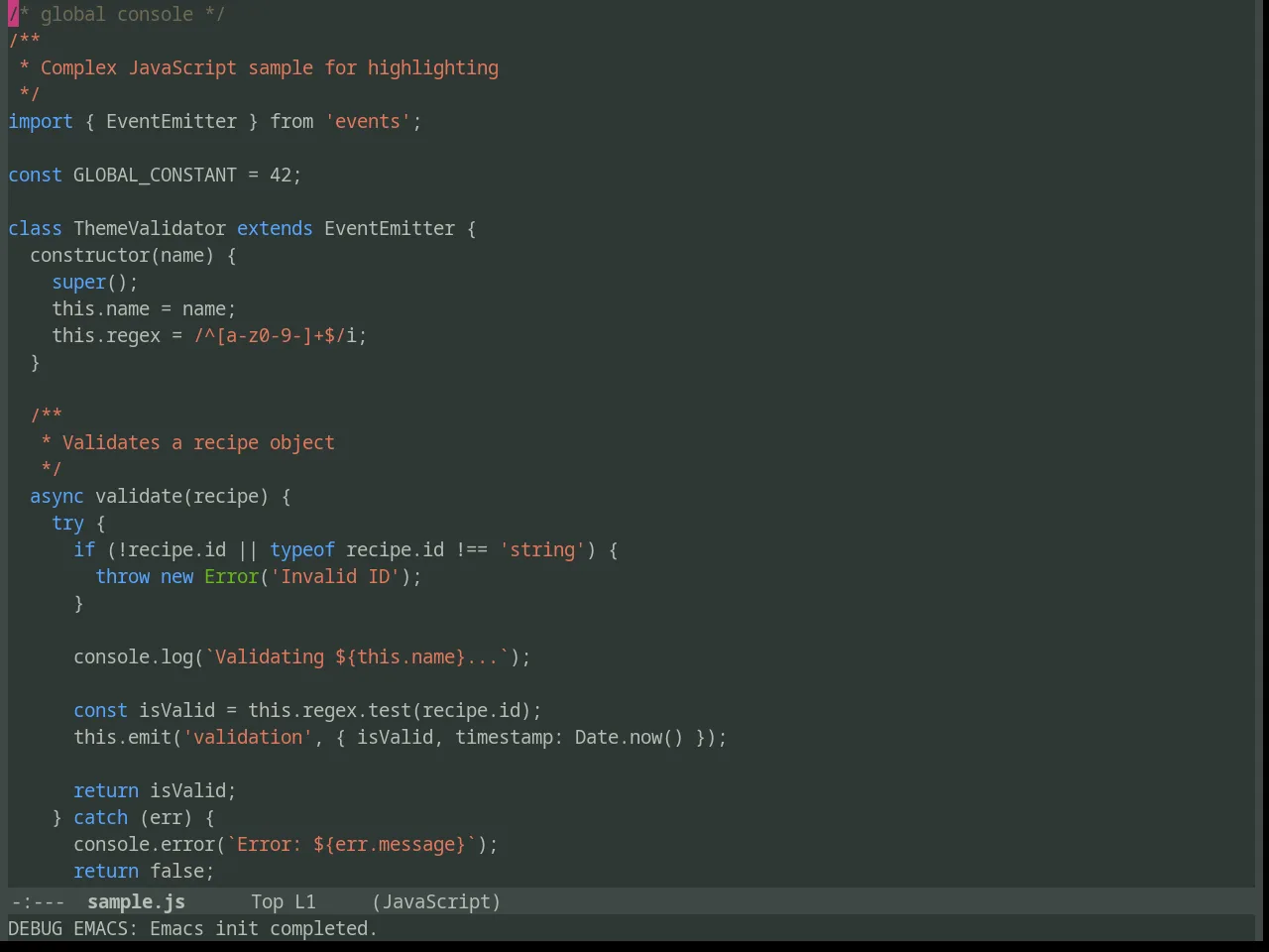 Deviant Theme in javascript-mode