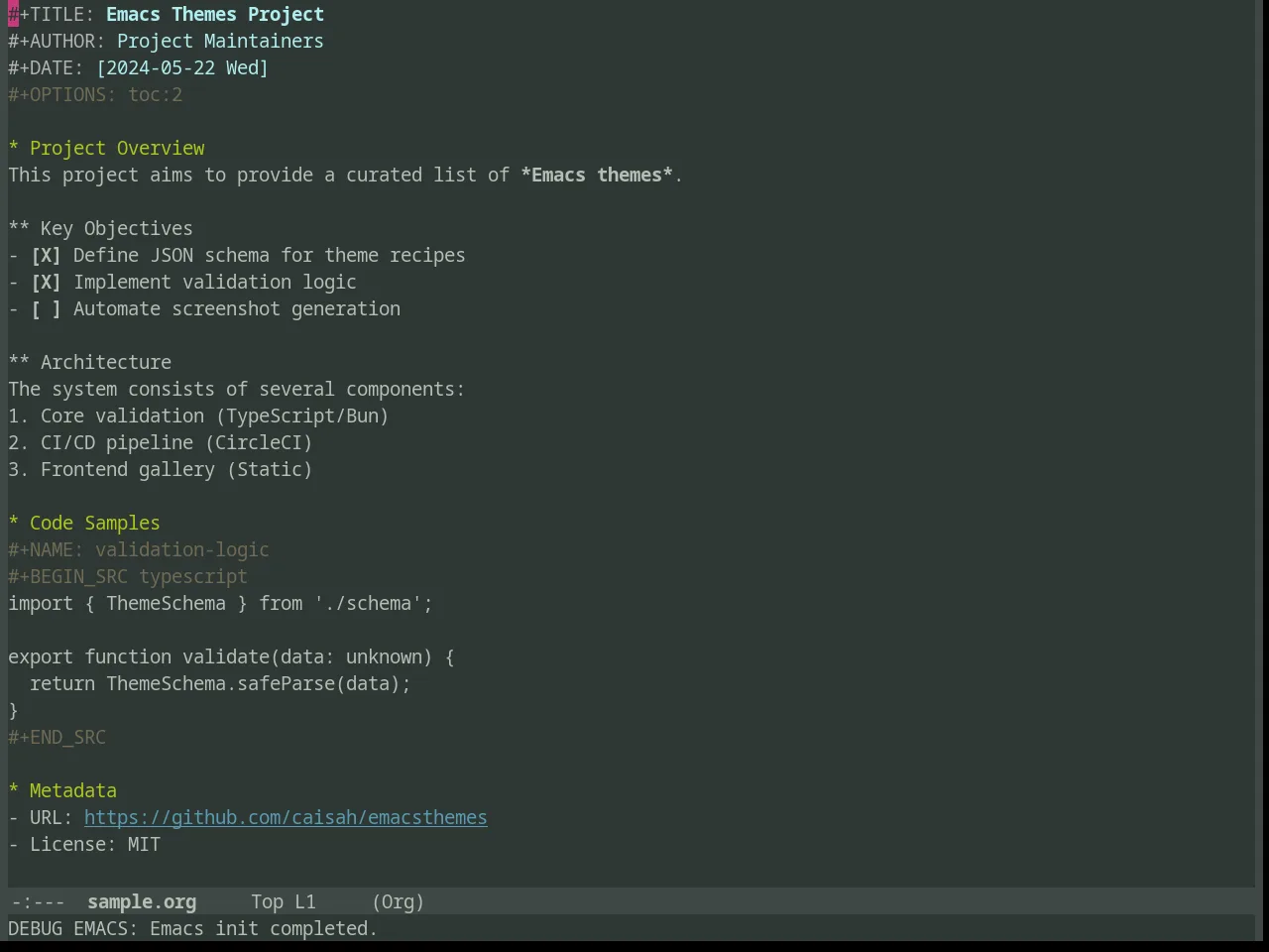 Deviant Theme in org-mode