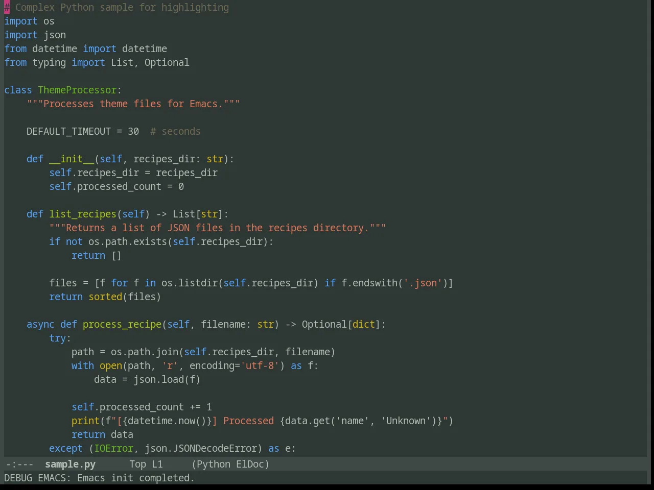Deviant Theme in python-mode