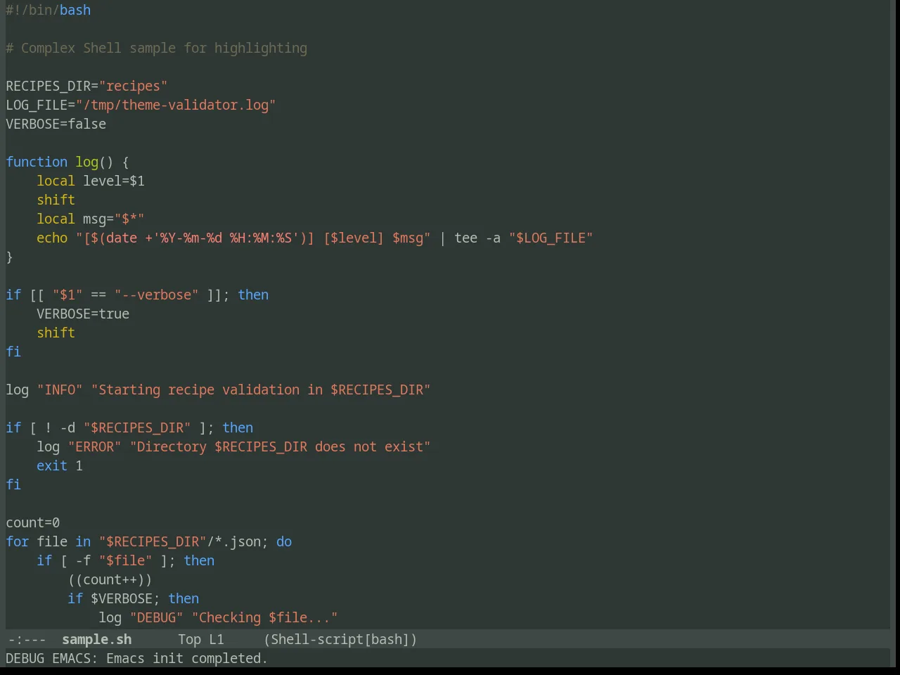 Deviant Theme in sh-mode