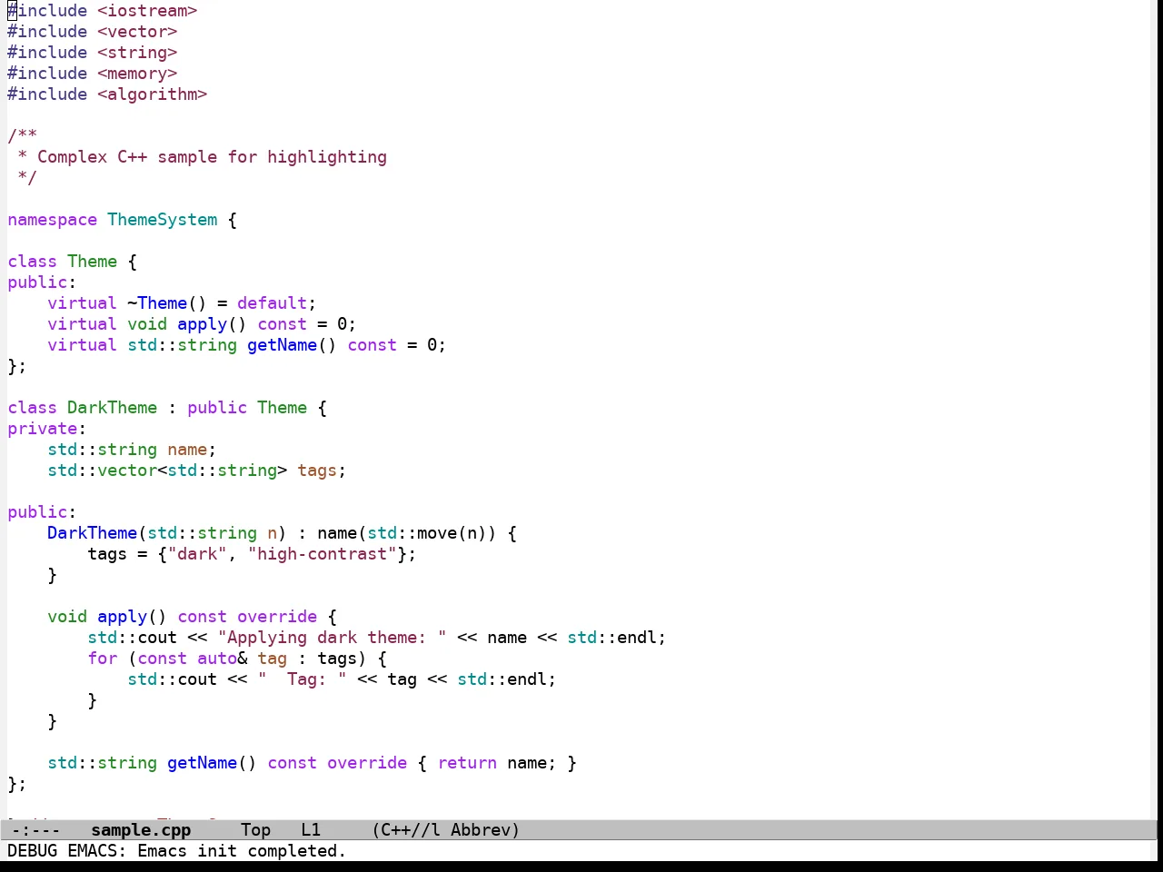 Dir Treeview Themes Hortensia Theme in c++-mode
