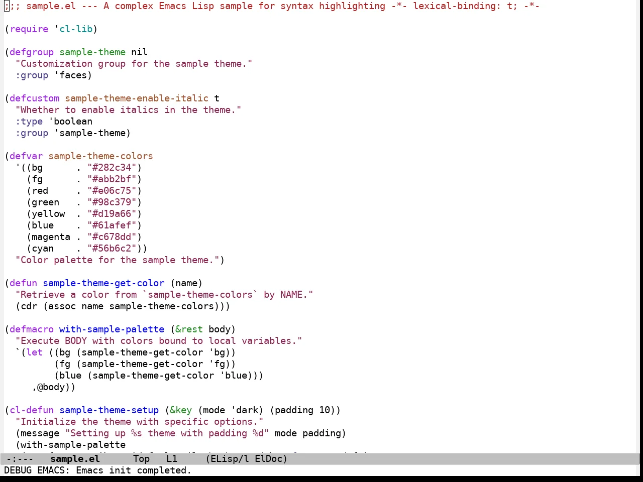 Dir Treeview Themes Hortensia Theme in emacs-lisp-mode