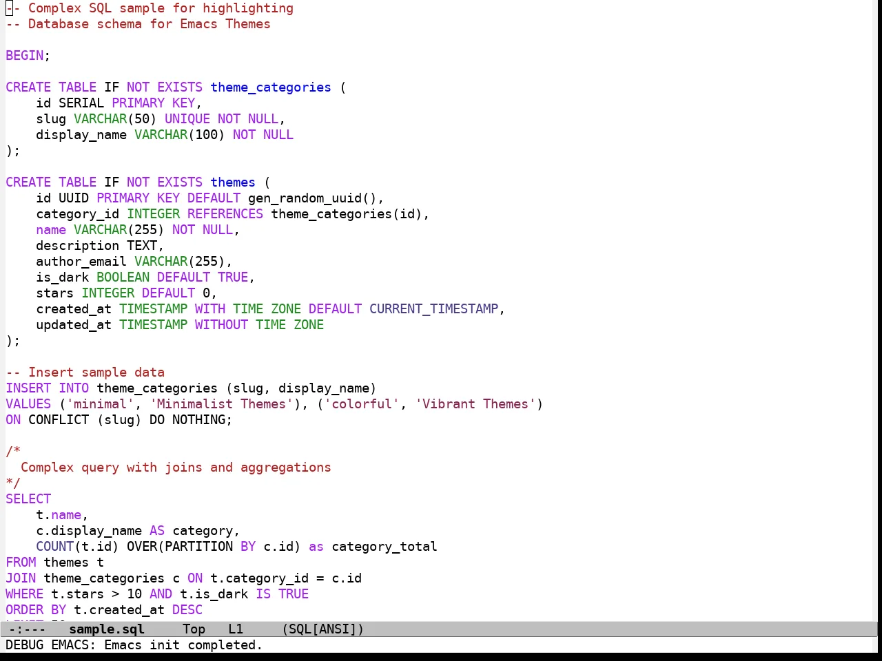 Dir Treeview Themes Hortensia Theme in sql-mode