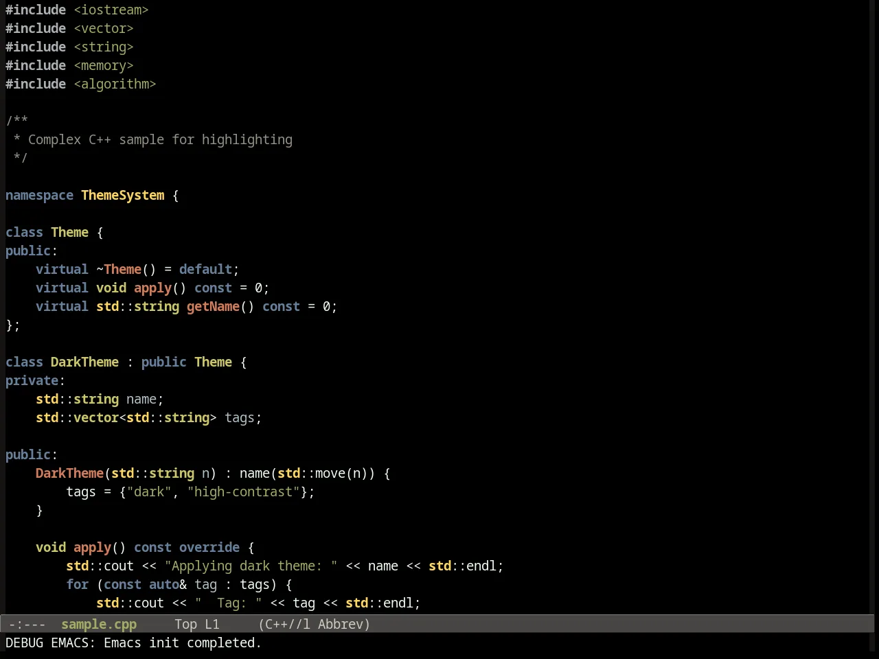 Distinguished Theme in c++-mode