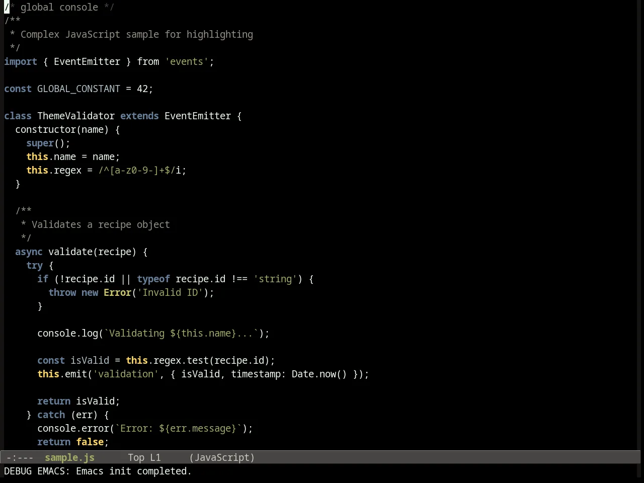 Distinguished Theme in javascript-mode