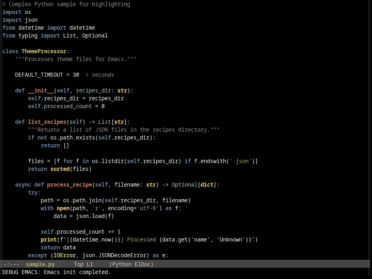 Distinguished Theme in python-mode