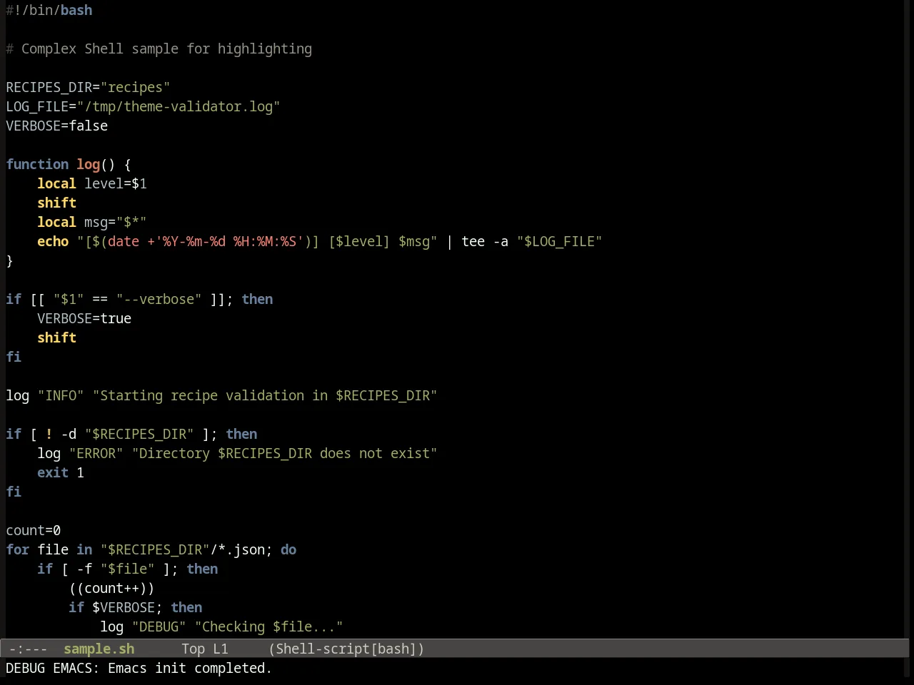 Distinguished Theme in sh-mode