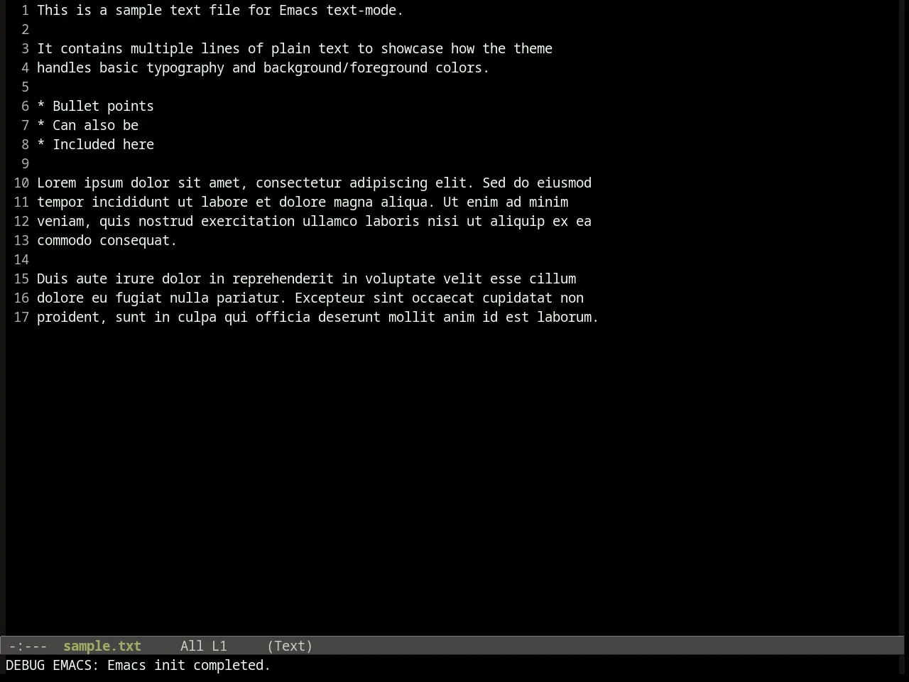 Distinguished Theme in text-mode