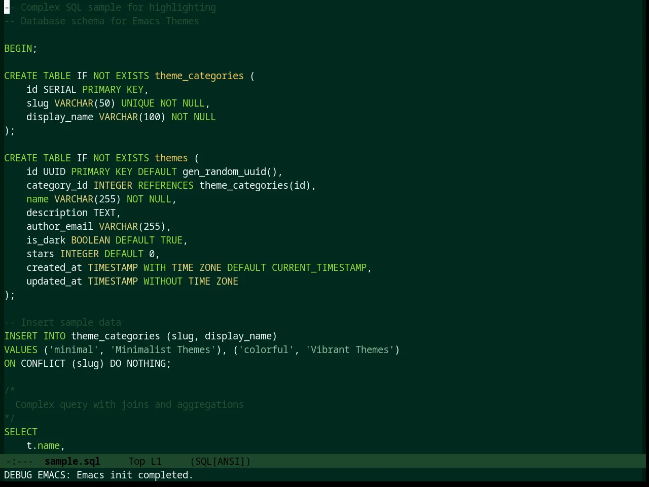 Django Theme in sql-mode