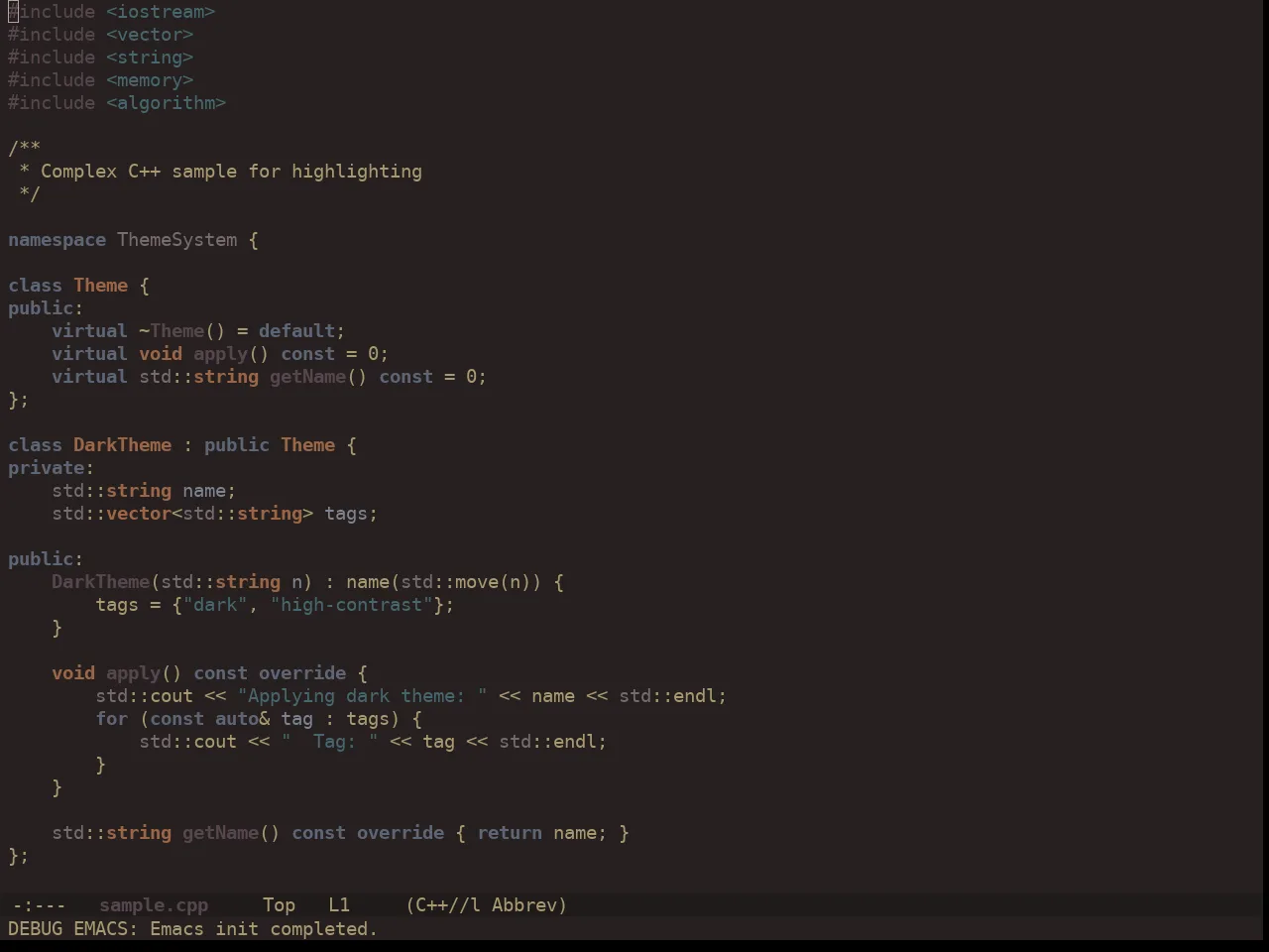Ewal Dkeg Amiox Theme in c++-mode