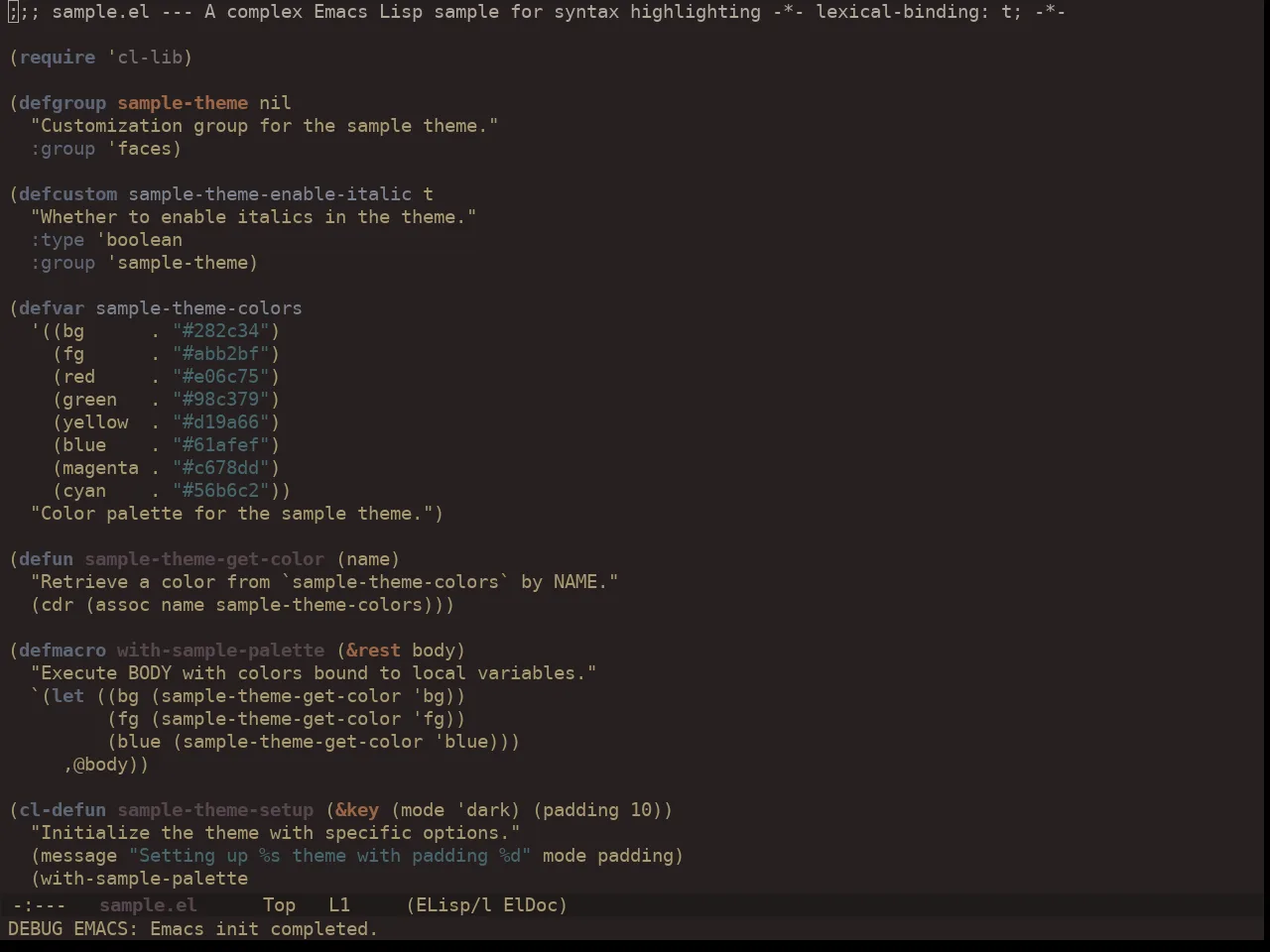 Ewal Dkeg Amiox Theme in emacs-lisp-mode