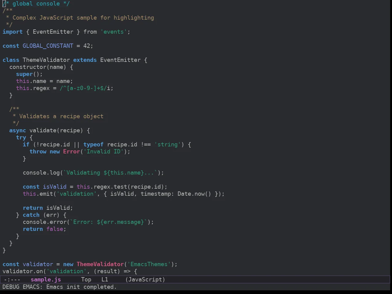 Ewal Dkeg Amiox Theme in javascript-mode