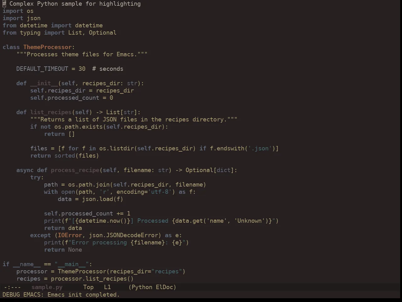 Ewal Dkeg Amiox Theme in python-mode