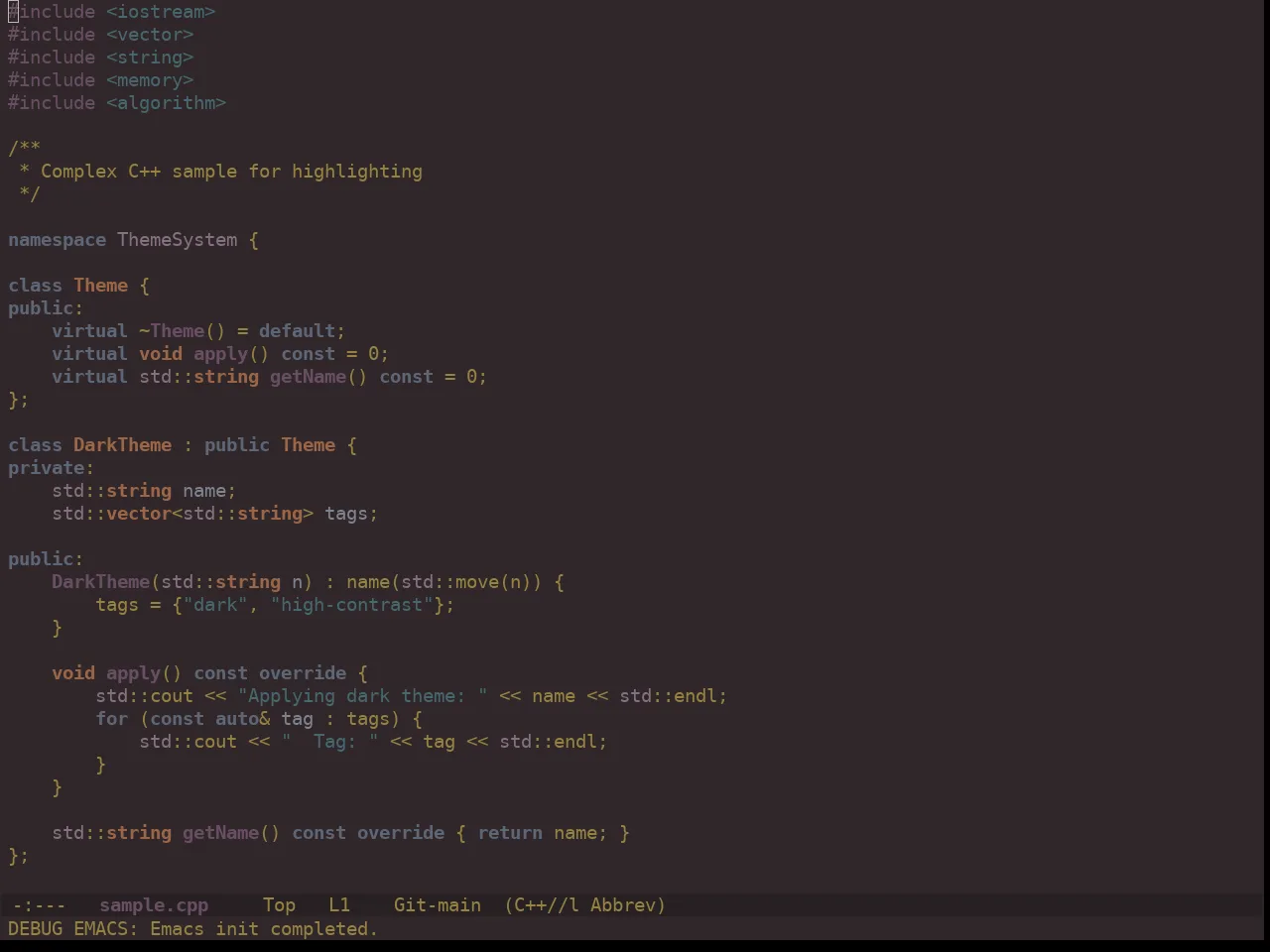 Ewal Dkeg Bark Theme in c++-mode