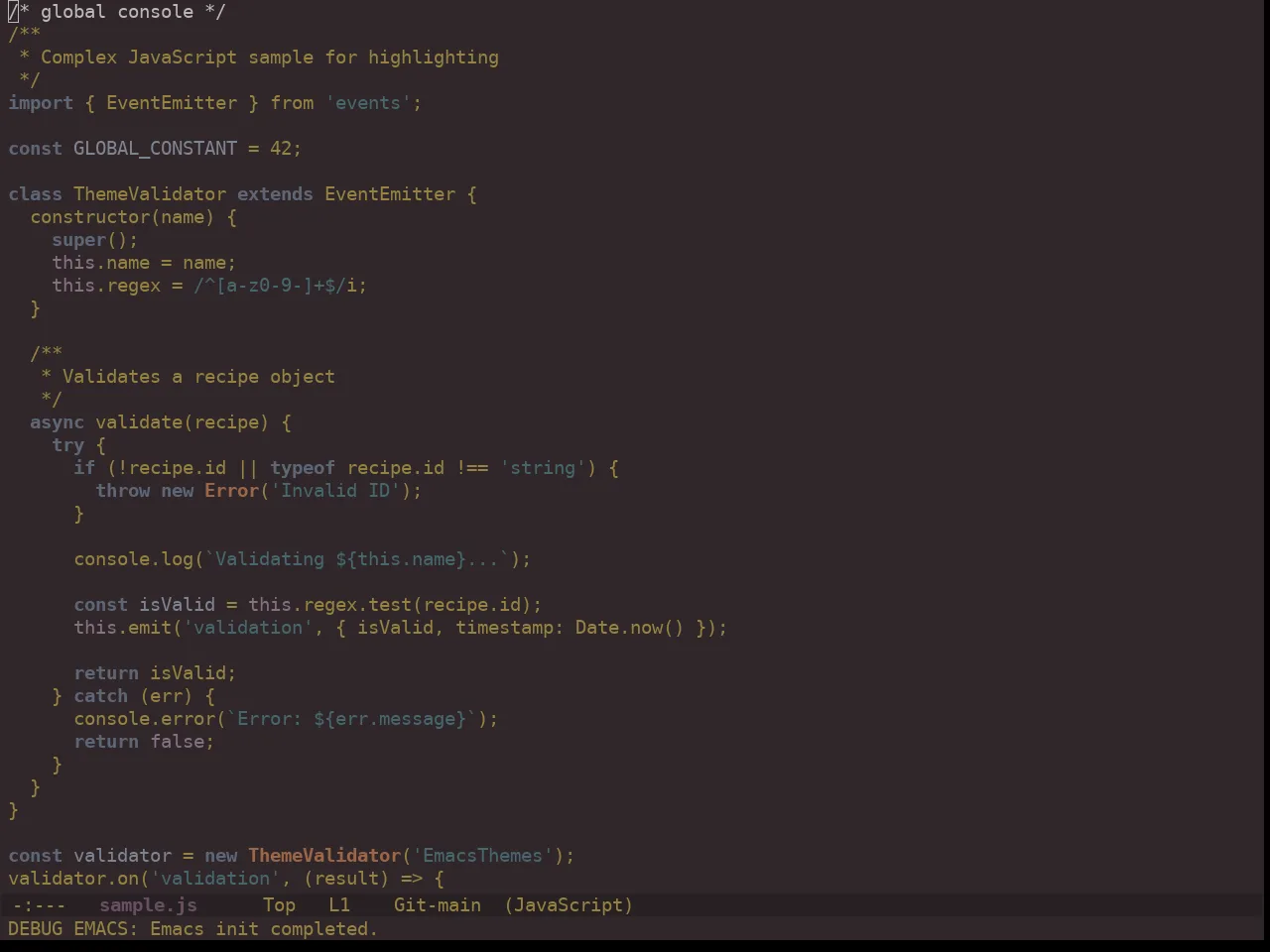 Ewal Dkeg Bark Theme in javascript-mode