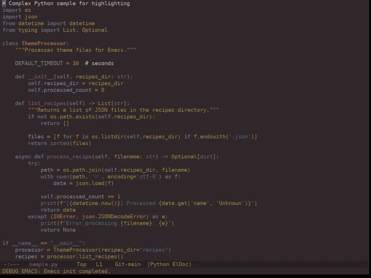 Ewal Dkeg Bark Theme in python-mode