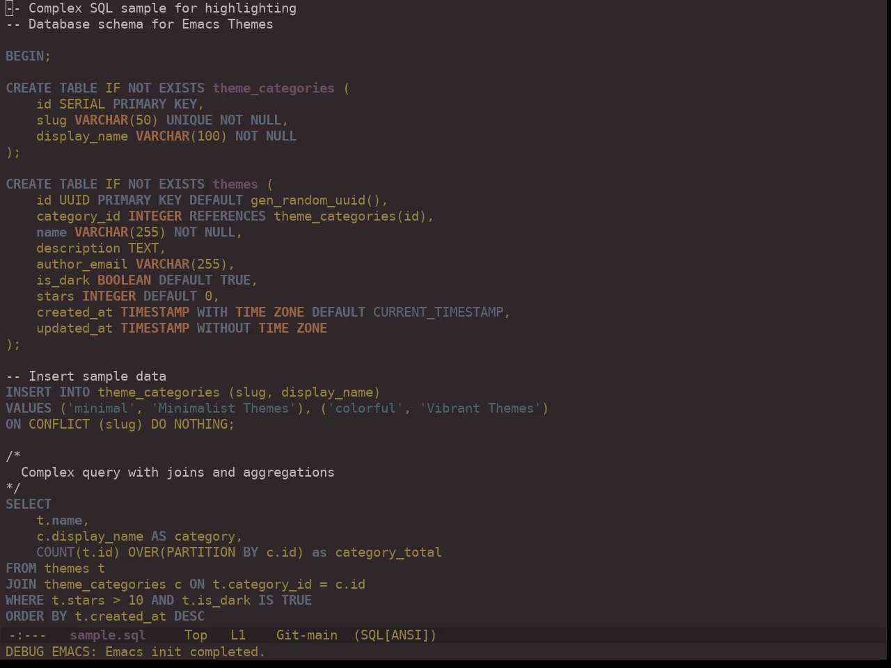 Ewal Dkeg Bark Theme in sql-mode