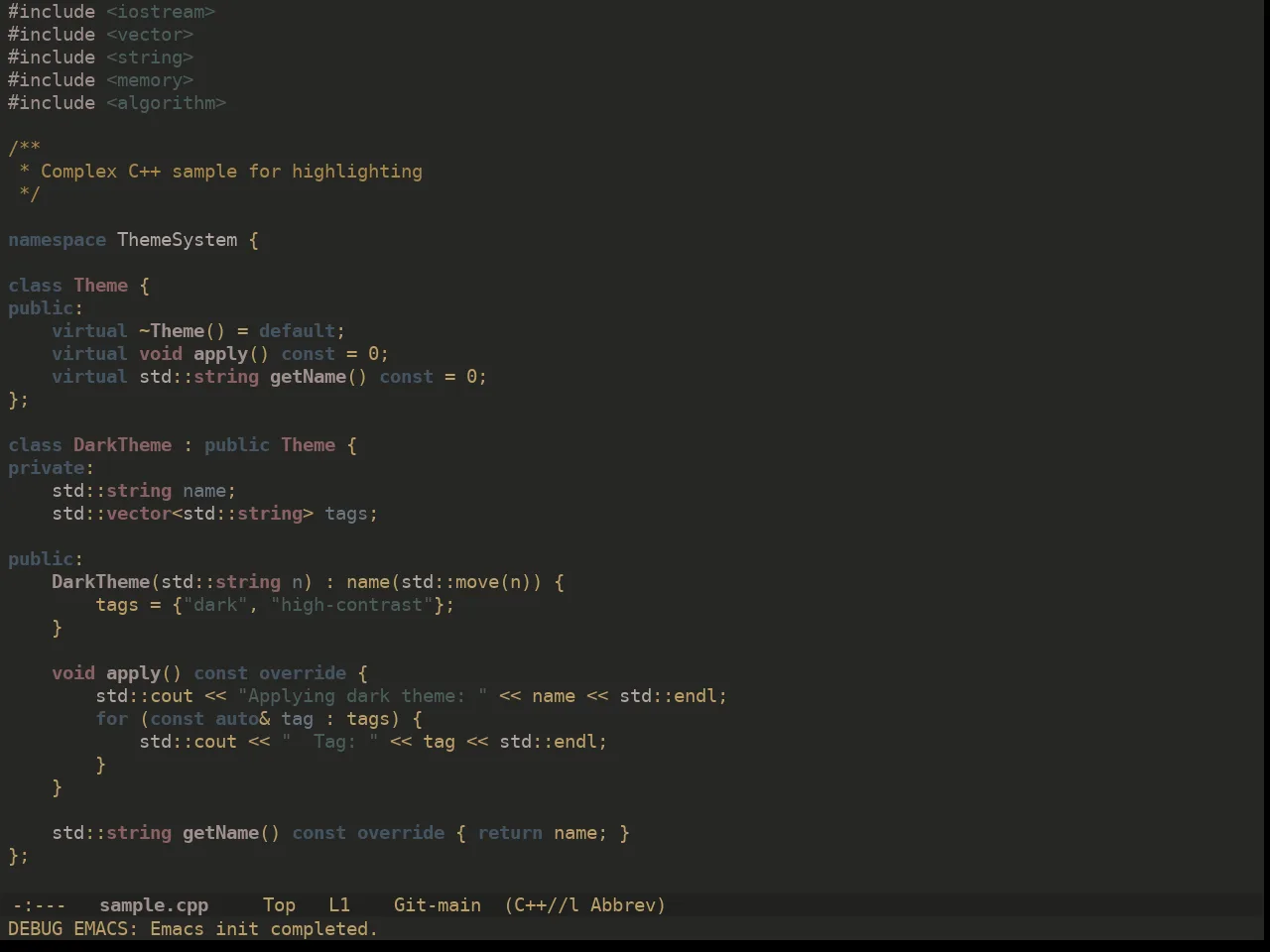 Ewal Dkeg Blend Theme in c++-mode