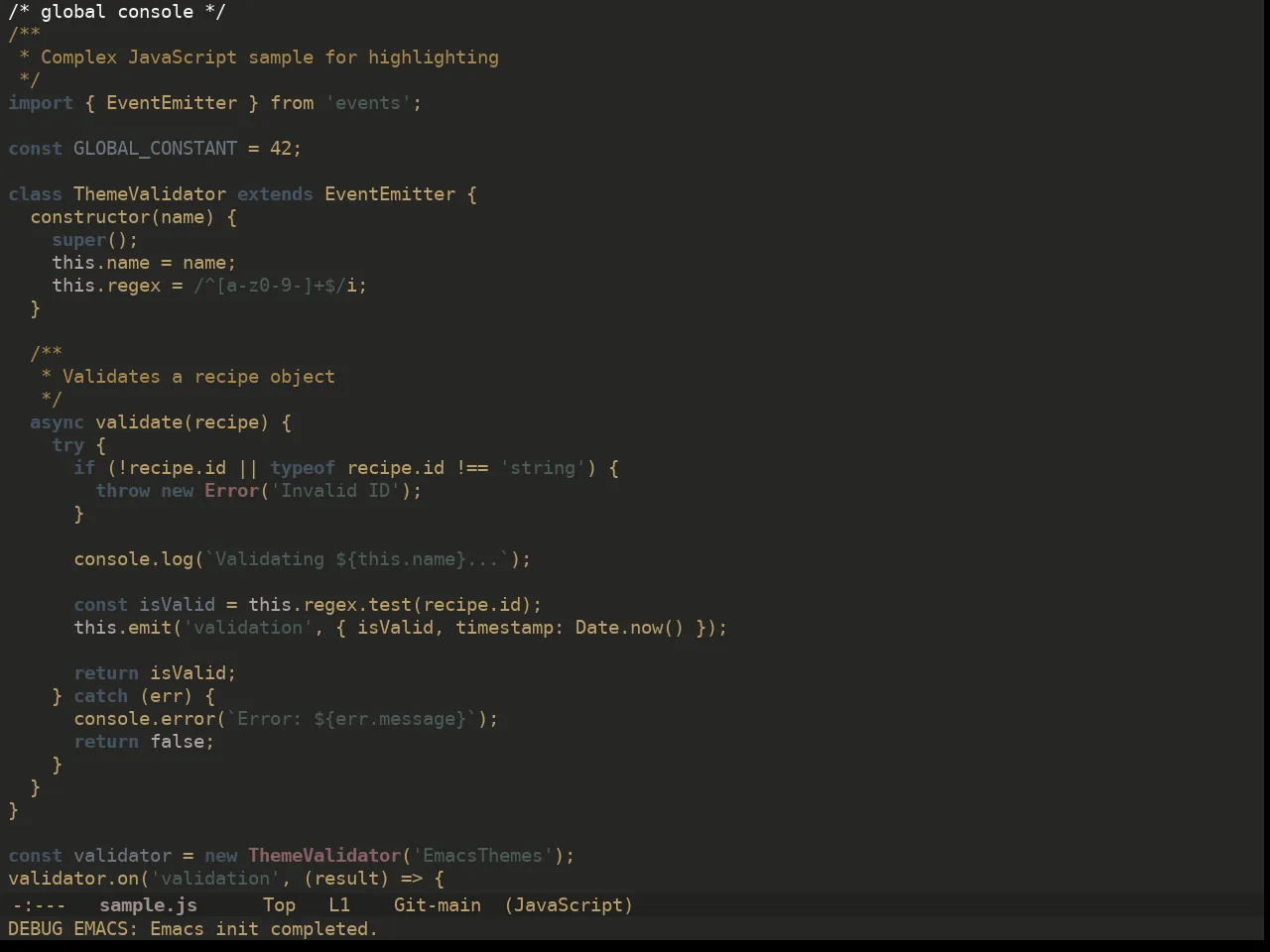 Ewal Dkeg Blend Theme in javascript-mode